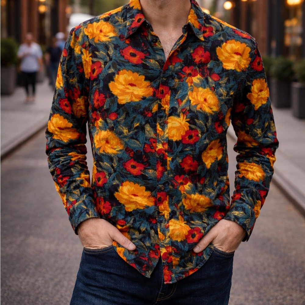 NWT J Crew Floral Mid-Weight Regenerative Cotton Shirt Sz L